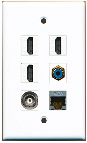 RiteAV - 3 HDMI 1 Port RCA Blue 1 Port Shielded Cat6 Ethernet 1 Port BNC Wall Plate