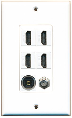 RiteAV - 4 Port HDMI 1 Coax Cable TV- F-Type 1 Toslink Wall Plate Decorative