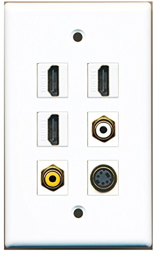 RiteAV - 3 HDMI 1 Port RCA White 1 Port RCA Yellow 1 Port S-Video Wall Plate