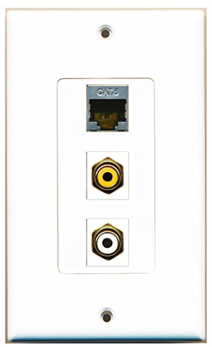 RiteAV - 1 Port RCA White and 1 Port RCA Yellow and 1 Port Shielded Cat6 Ethernet Decorative Wall Plate Decorative
