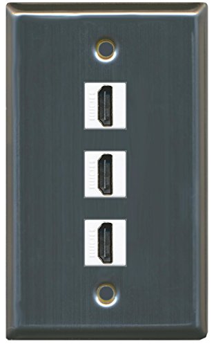 RiteAV (1 Gang Flat) 3 HDMI Wall Plate Stainless Steel