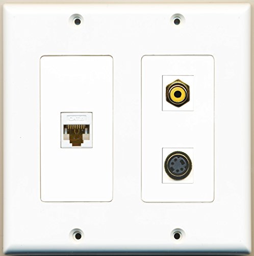 RiteAV - 1 Port RCA Yellow 1 Port S-Video 1 Port Cat6 Ethernet White - 2 Gang Wall Plate