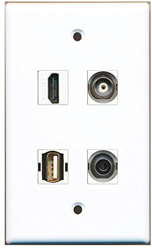 RiteAV - 1 Port HDMI 1 Port USB A-A 1 Port 3.5mm 1 Port BNC Wall Plate