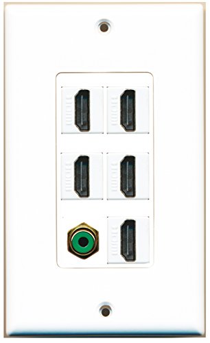 RiteAV - 5 Port HDMI 1 RCA Green Wall Plate Decorative