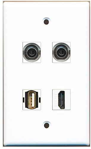 RiteAV - 1 Port HDMI 1 Port USB A-A 2 Port 3.5mm Wall Plate