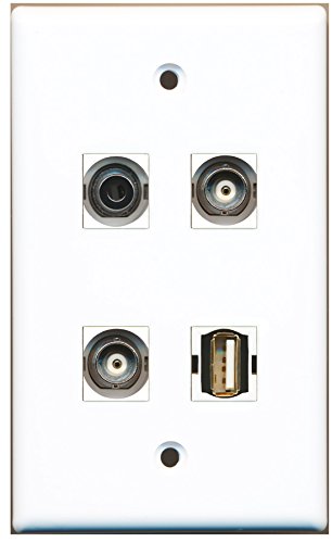 RiteAV - 1 Port USB A-A 1 Port 3.5mm 2 Port BNC Wall Plate