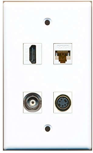 RiteAV - 1 Port HDMI 1 Port S-Video 1 Port BNC 1 Port Cat6 Ethernet White Wall Plate