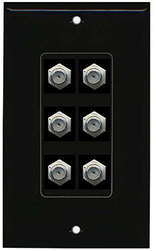 RiteAV (1 Gang Decorative) 6 Coax Black Wall Plate Black