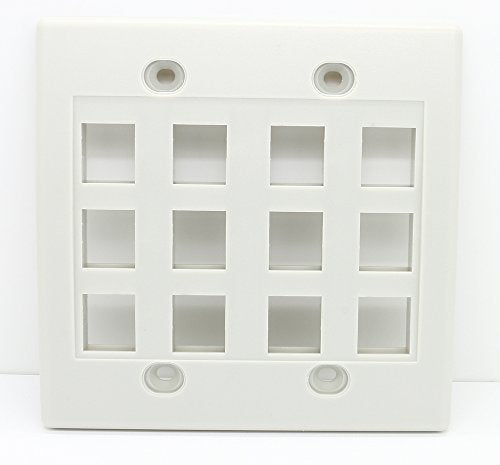 RiteAV - Keystone Wall Plate Double Gang 12-Port (1 Piece Flush) - Gray