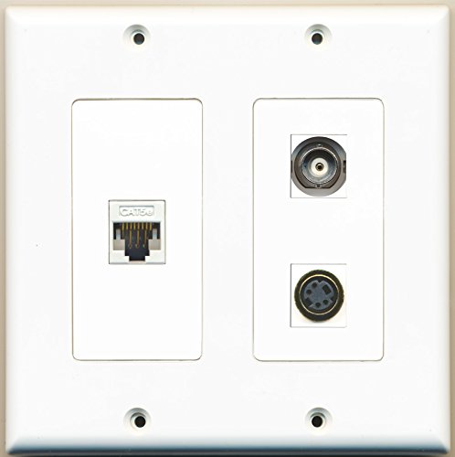 RiteAV - 1 Port S-Video 1 Port BNC 1 Port Cat5e Ethernet White - 2 Gang Wall Plate