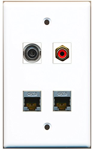 RiteAV - 1 Port RCA Red 2 Port Shielded Cat6 Ethernet 1 Port 3.5mm Wall Plate