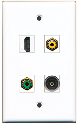RiteAV - 1 Port HDMI 1 Port RCA Yellow 1 Port RCA Green 1 Port Toslink Wall Plate