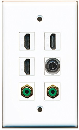 RiteAV - 3 HDMI 2 Port RCA Green 1 Port 3.5mm Wall Plate