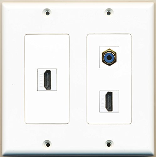 RiteAV - 2 Port HDMI 1 Port RCA Blue - 2 Gang Wall Plate