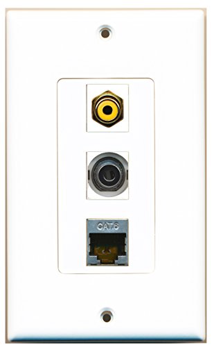 RiteAV - 1 Port RCA Yellow and 1 Port Shielded Cat6 Ethernet and 1 Port 3.5mm Decorative Wall Plate Decorative