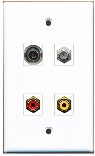 RiteAV - 1 Port RCA Red 1 Port RCA Yellow 1 Port Coax Cable TV- F-Type 1 Port 3.5mm Wall Plate