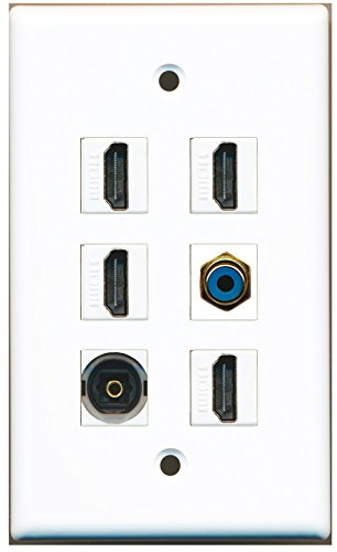 RiteAV - 4 HDMI 1 Port RCA Blue 1 Port Toslink Wall Plate