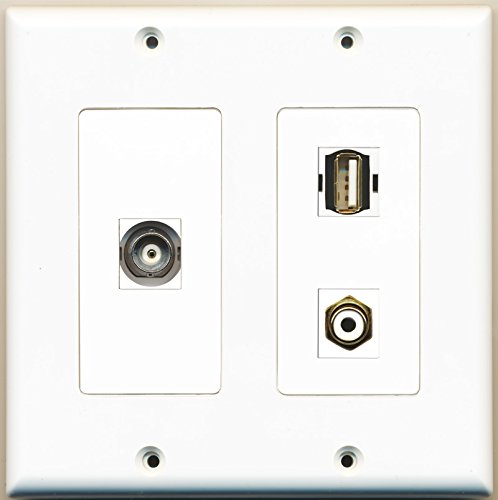 RiteAV - 1 Port RCA White 1 Port USB A-A 1 Port BNC - 2 Gang Wall Plate