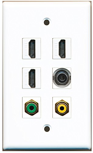 RiteAV - 3 HDMI 1 Port RCA Yellow 1 Port RCA Green 1 Port 3.5mm Wall Plate
