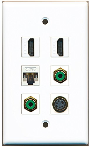 RiteAV - 2 HDMI 2 Port RCA Green 1 Port S-Video 1 Port Cat5e Ethernet White Wall Plate