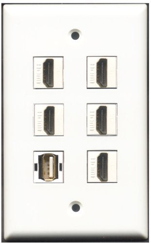 RiteAV - 5 Port HDMI 1 USB A-A Wall Plate