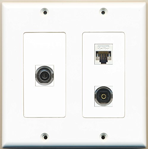 RiteAV - 1 Port Toslink 1 Port 3.5mm 1 Port Cat5e Ethernet White - 2 Gang Wall Plate
