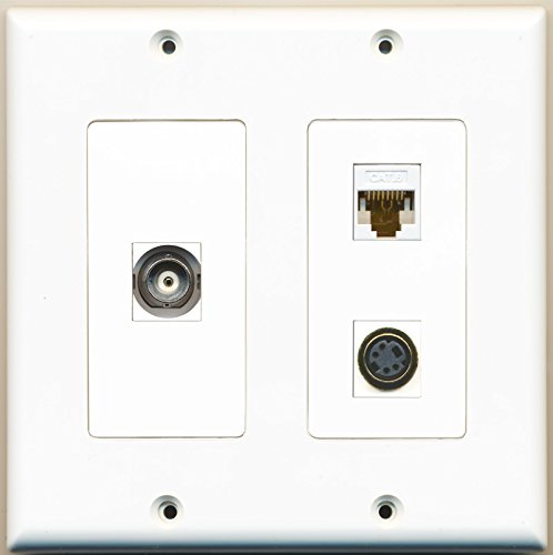 RiteAV - 1 Port S-Video 1 Port BNC 1 Port Cat6 Ethernet White - 2 Gang Wall Plate