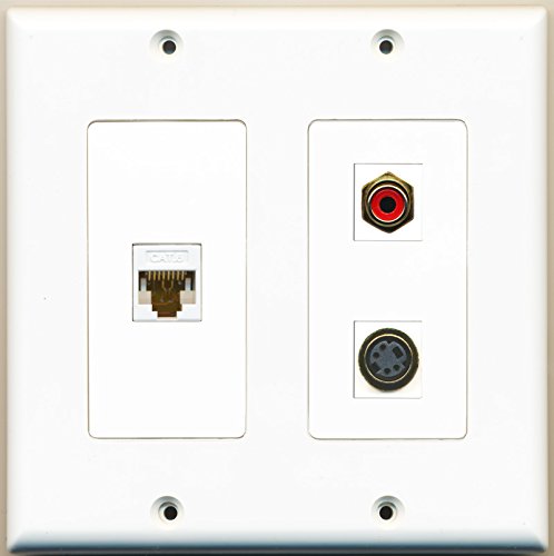 RiteAV - 1 Port RCA Red 1 Port S-Video 1 Port Cat6 Ethernet White - 2 Gang Wall Plate