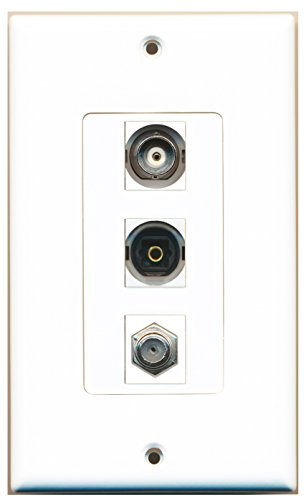 RiteAV - 1 Port Coax Cable TV- F-Type and 1 Port Toslink and 1 Port BNC Decorative Wall Plate Decorative