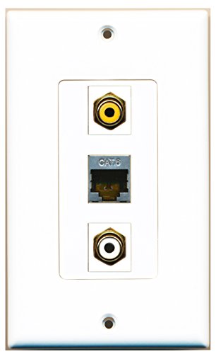 RiteAV - 1 Port RCA White and 1 Port RCA Yellow and 1 Port Shielded Cat6 Ethernet Decorative Wall Plate Decorative