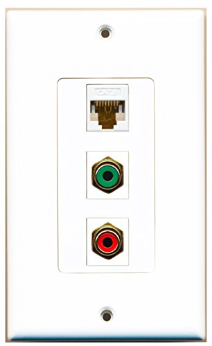 RiteAV - 1 Port RCA Red and 1 Port RCA Green and 1 Port Cat6 Ethernet White Decorative Wall Plate Decorative