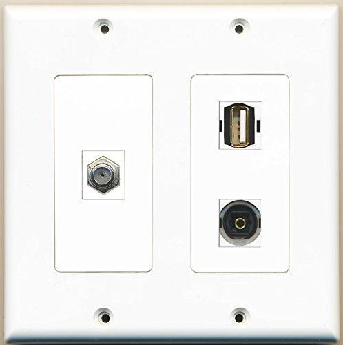 RiteAV - 1 Port Coax Cable TV- F-Type 1 Port USB A-A 1 Port Toslink - 2 Gang Wall Plate