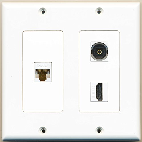 RiteAV - 1 Port HDMI 1 Port Toslink 1 Port Cat6 Ethernet White - 2 Gang Wall Plate