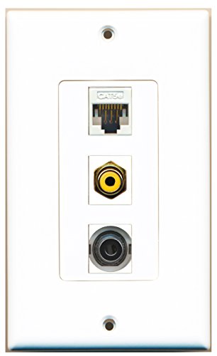 RiteAV - 1 Port RCA Yellow and 1 Port 3.5mm and 1 Port Cat5e Ethernet White Decorative Wall Plate Decorative