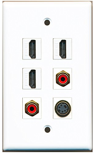 RiteAV - 3 HDMI 2 Port RCA Red 1 Port S-Video Wall Plate