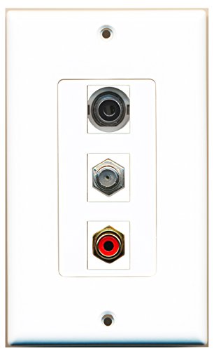 RiteAV - 1 Port RCA Red and 1 Port Coax Cable TV- F-Type and 1 Port 3.5mm Decorative Wall Plate Decorative