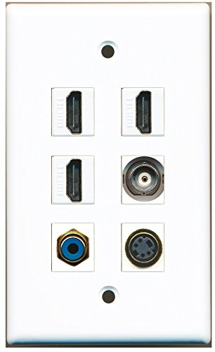 RiteAV - 3 HDMI 1 Port RCA Blue 1 Port S-Video 1 Port BNC Wall Plate