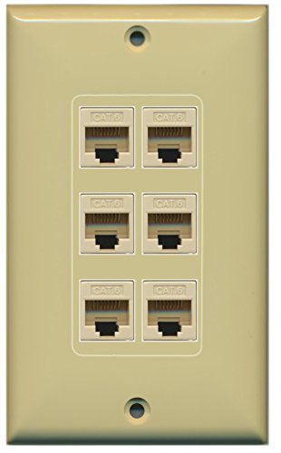 RiteAV (1 Gang Decorative) 6 Cat6 Ivory Wall Plate Ivory