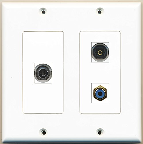 RiteAV - 1 Port RCA Blue 1 Port Toslink 1 Port 3.5mm - 2 Gang Wall Plate