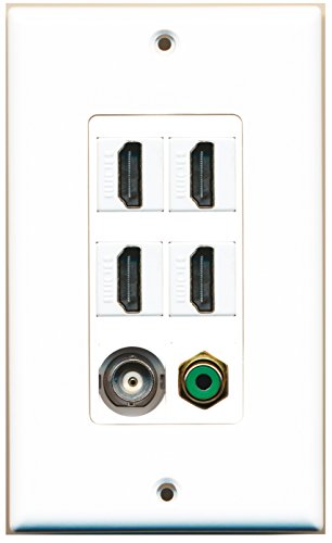 RiteAV - 4 Port HDMI 1 RCA Green 1 BNC Wall Plate Decorative