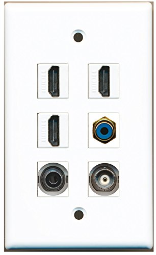 RiteAV - 3 HDMI 1 Port RCA Blue 1 Port 3.5mm 1 Port BNC Wall Plate