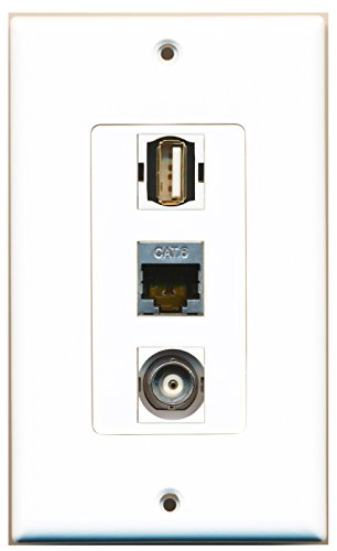 RiteAV - 1 Port USB A-A and 1 Port Shielded Cat6 Ethernet and 1 Port BNC Decorative Wall Plate Decorative