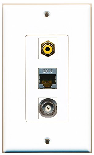 RiteAV - 1 Port RCA Yellow and 1 Port Shielded Cat6 Ethernet and 1 Port BNC Decorative Wall Plate Decorative