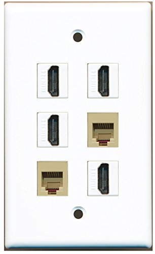 RiteAV - 4 HDMI 2 Port Phone RJ11 RJ12 Beige Wall Plate