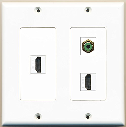 RiteAV - 2 Port HDMI 1 Port RCA Green - 2 Gang Wall Plate