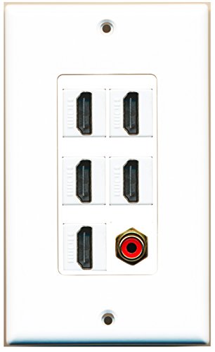RiteAV - 5 Port HDMI 1 RCA Red Wall Plate Decorative