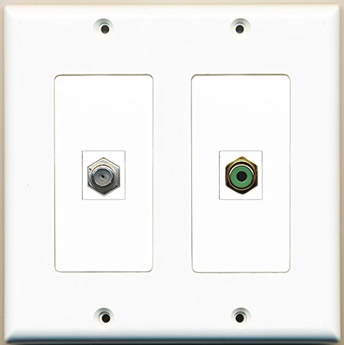 RiteAV - 1 Port RCA Green 1 Port Coax Cable TV- F-Type - Dual Gang Wall Plate