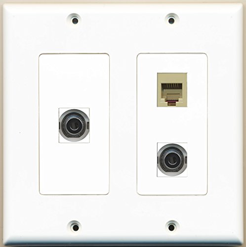 RiteAV - 1 Port Phone RJ11 RJ12 Beige 2 Port 3.5mm - 2 Gang Wall Plate