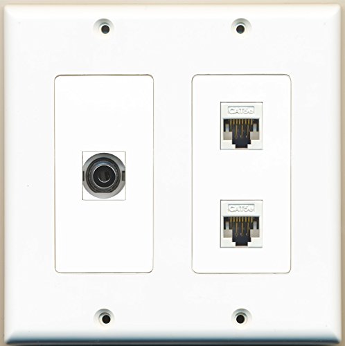 RiteAV - 1 Port 3.5mm 2 Port Cat5e Ethernet White - 2 Gang Wall Plate