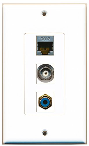 RiteAV - 1 Port RCA Blue and 1 Port Shielded Cat6 Ethernet and 1 Port BNC Decorative Wall Plate Decorative